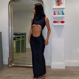 black stomach hole dress